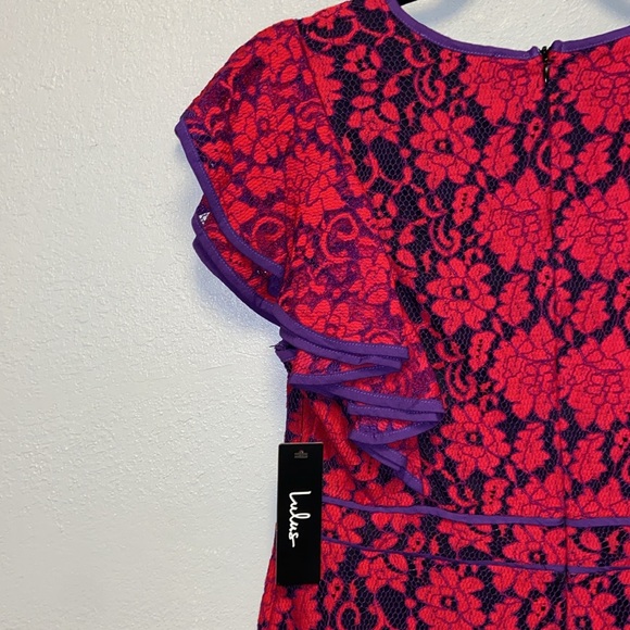 Lulu’s NWT Under the Stars Red Purple Lace Lined Mini Dress 3288 - Picture 7 of 11